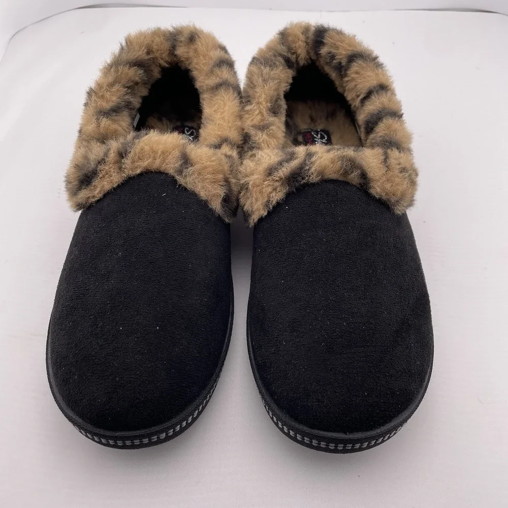 Skechers Cozy Campfire Loafer Slipper Size US 6 Black Leopard Print Women's - Picture 2 of 6